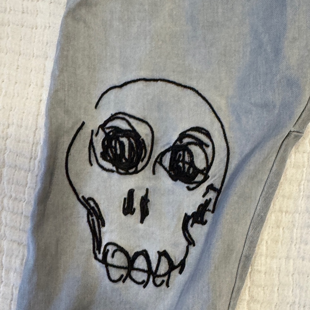 Nununu Light Gray Kids Joggers with Skull Design - Picture 3 of 5